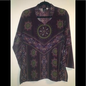 Purple Tunic Long sleeve sheer shirt